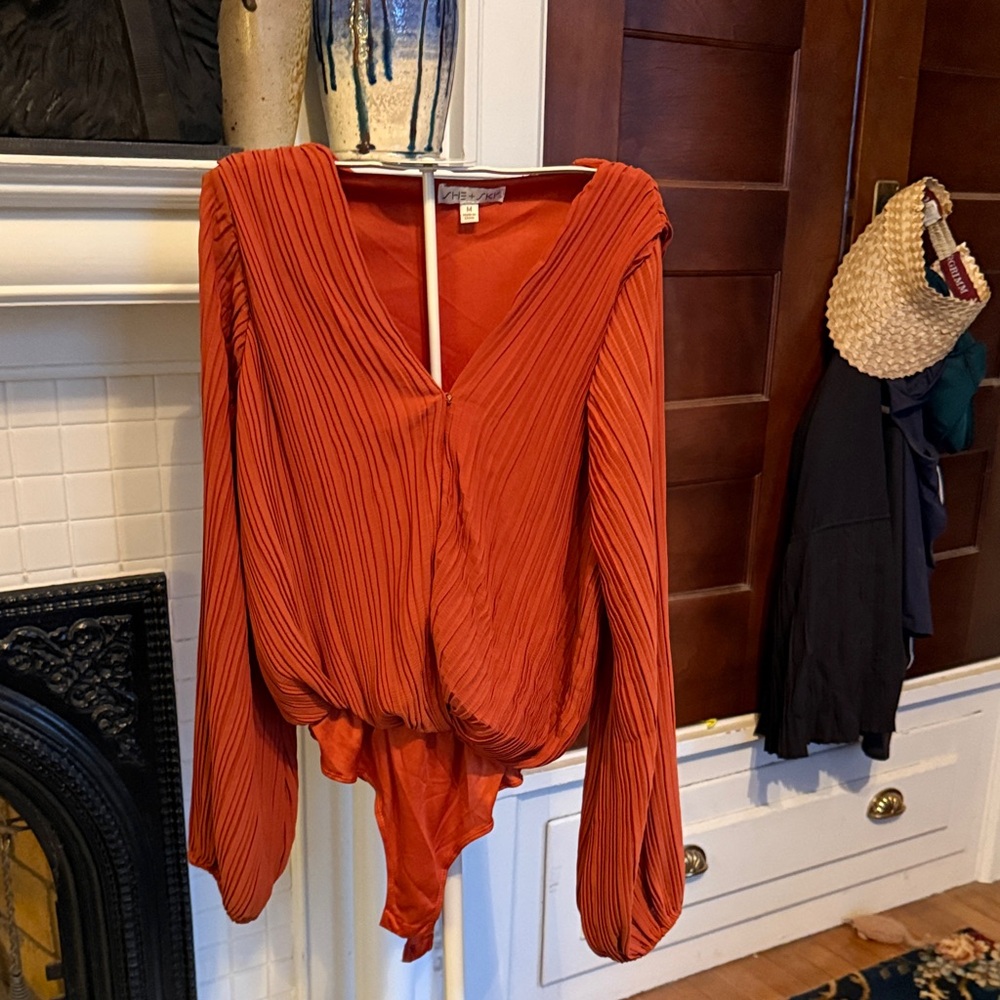 She + Sky Rust Pleated Bodysuit- worn about 4 times